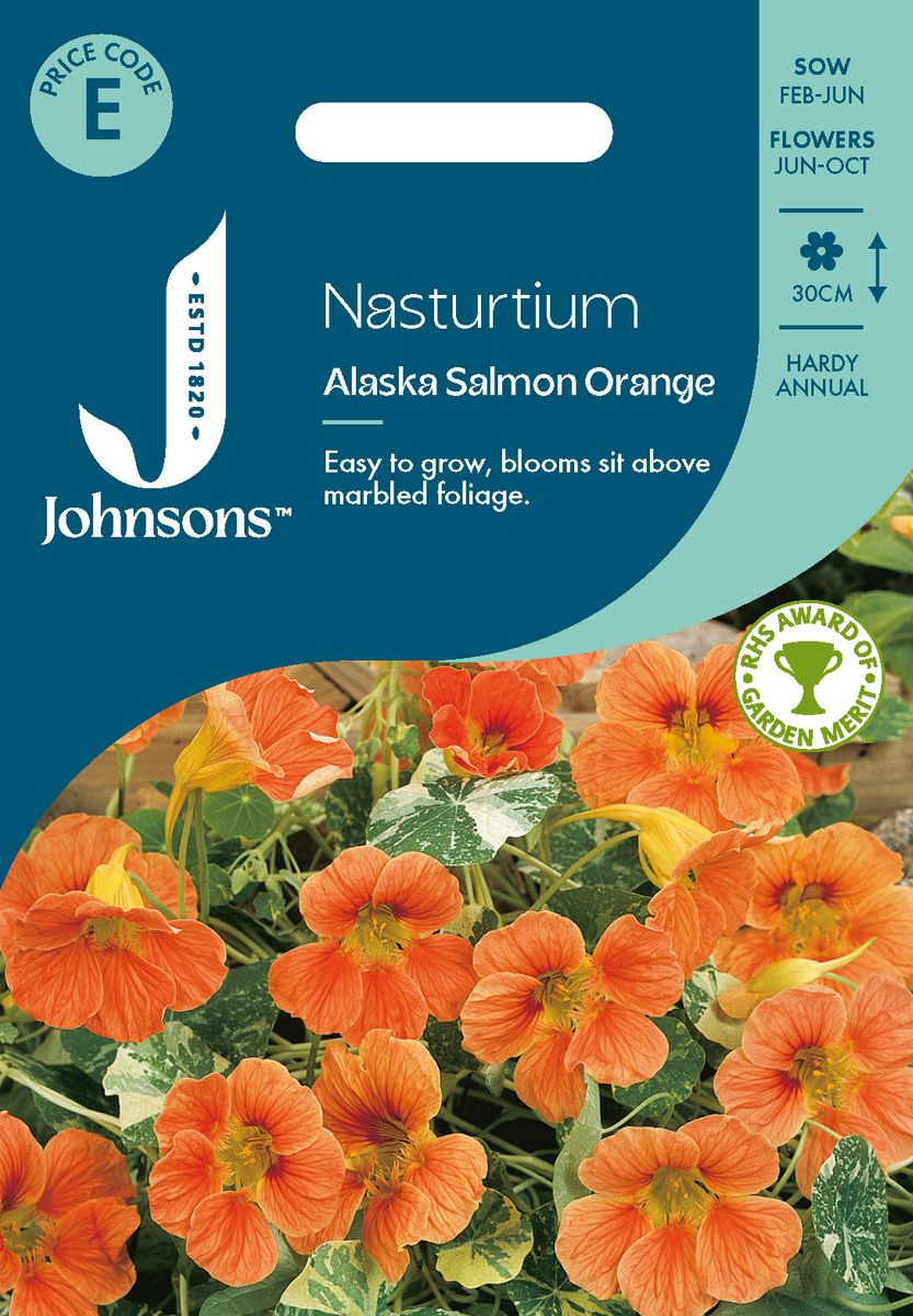 Blomkarse 'Alaska Salmon Orange', lav - Tropaeolum majus