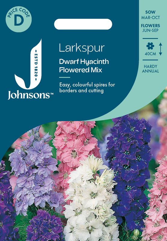 Hyasintridderspore 'Dwarf Hyacinth Flowered Mixed' - Consolida a